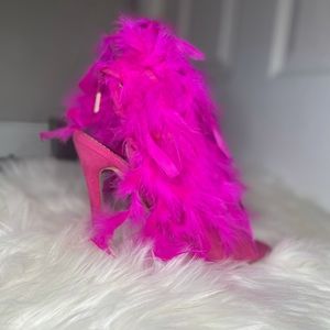 Hot pink genuine feather heels